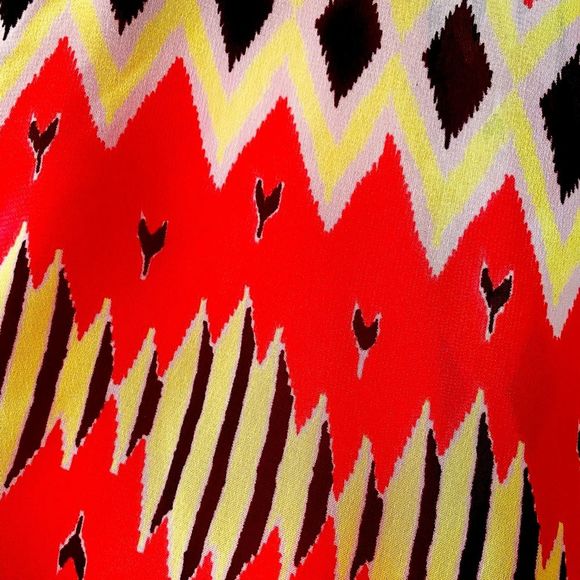 Retro Chevron Vintage Summer Geometric Stripe Dress With Open Sleeves Size 10 - Picture 5 of 5